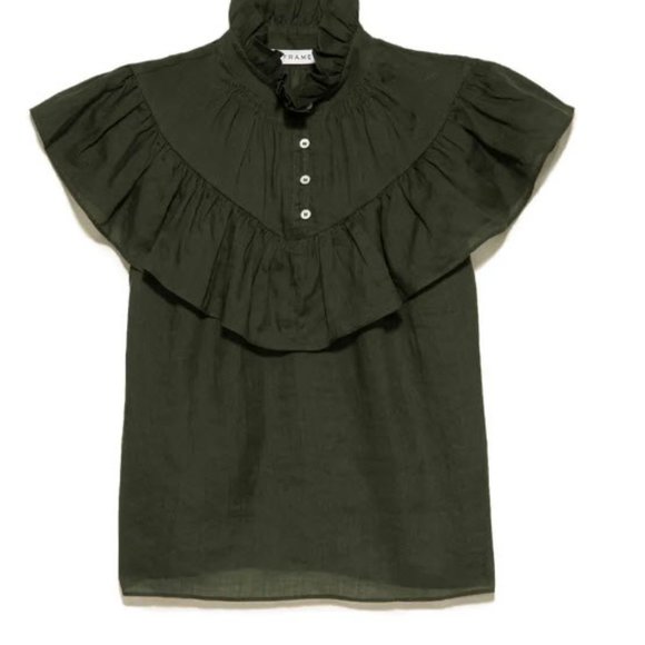Frame Ruffle Flounce Top in Fatigue - Picture 3 of 3